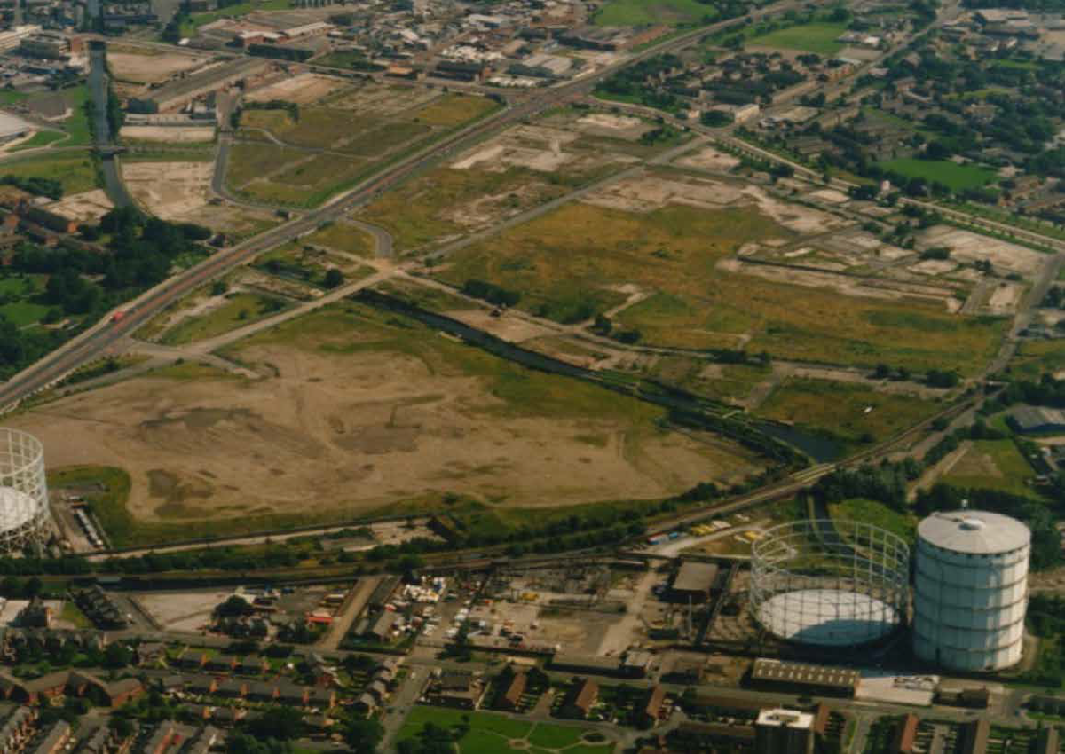 Overhead aerial photo of the site where Medlock sits once it was left derelict.